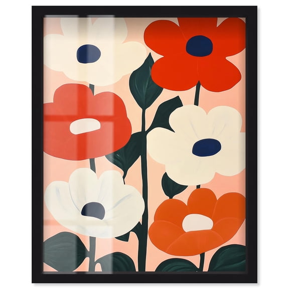 Color Pop Flowers Shadowbox Print Flower Art Decor by Art Remedy, Black Frame, 16 x 20