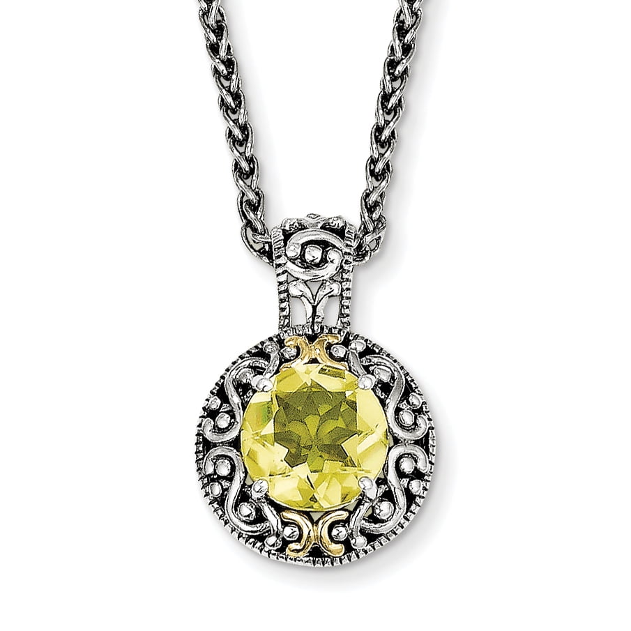 18" Details about   Shey Couture 925 Sterling Silver Gold-Tone Accent Lemon Quartz Necklace 