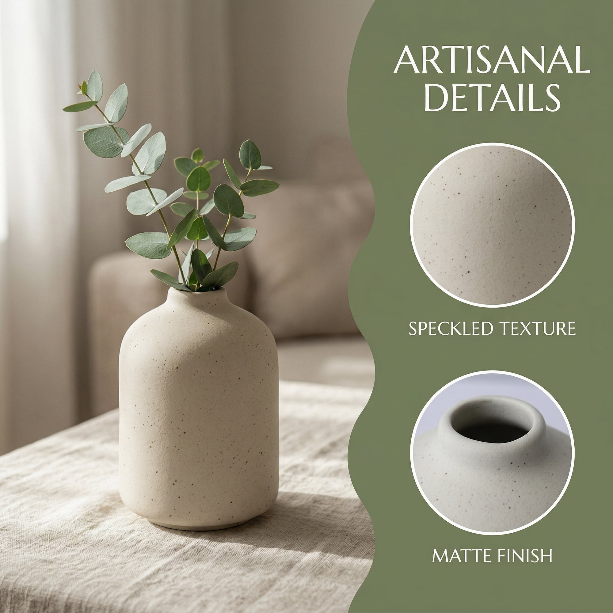 Unique Bargains Tiny Ceramic Bud Small Decorative Flower Vase Beige 2.8"L x 2.8"W x 3.9"H