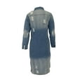 thumbnail image 4 of xiaxaixu Women's Coat Denim Lapel Neck Long Sleeves Ripped Outer Garment, 4 of 4