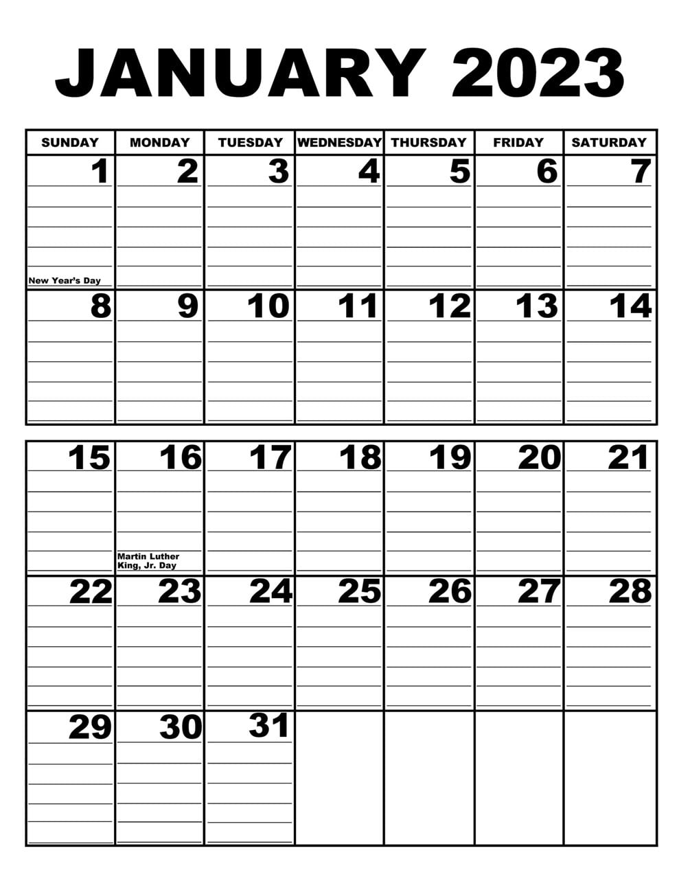 Giant Appointment Calendar 2023