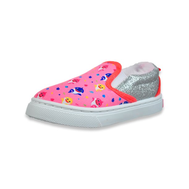 Baby Shark Girls' LoTop Glitter Sneakers pink/multi, 9 toddler