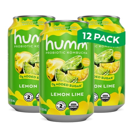 Humm Kombucha, Lemon Lime, 12 Pack, 12 oz Cans