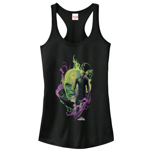 Junior's Marvel Captain Marvel Talos Skrull Leader Racerback Tank Top Black Large