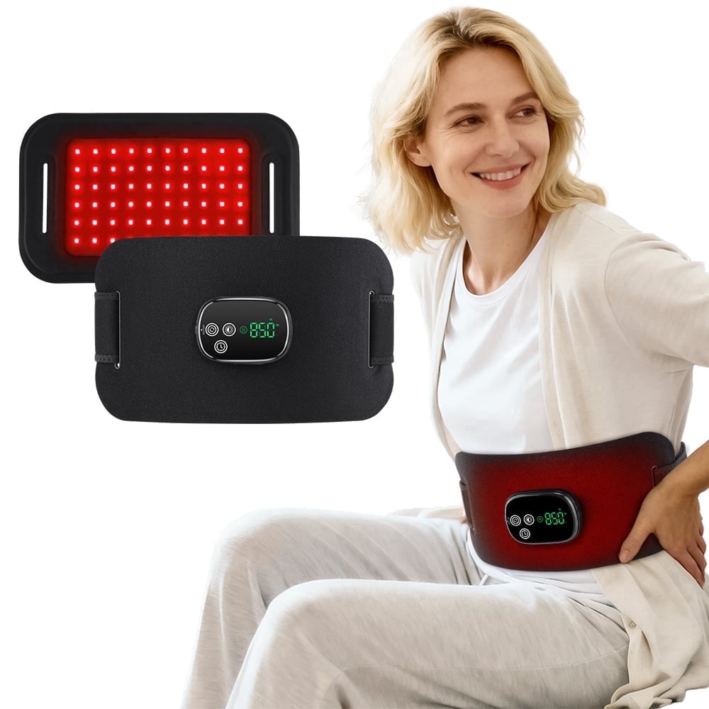Led Light Period Heating Pad, Abdomen Belt Wrap, Cordless Belly Heating Pad with 4 Heat Levels, 3 Intensity Modes, 660nm 850nm LED Energy Beads, 5000mAh Battery for Period Cramps
