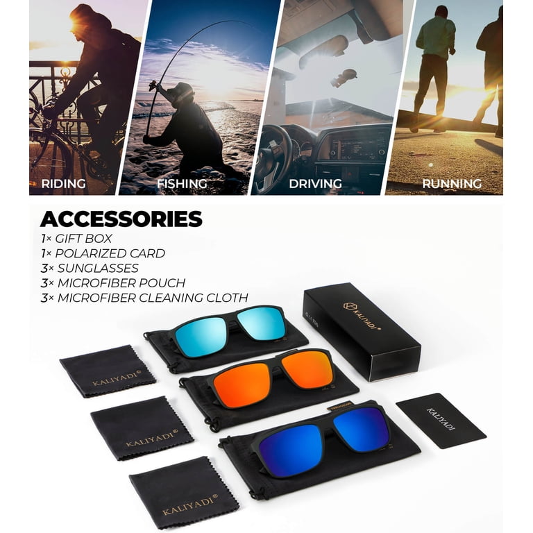 Polarized Sunglasses with UV Protection for Driving Fishing Golf (3 Pack) Amazon.com: Fanshen Square Polarized Sunglasses for Men, 3  main image 2