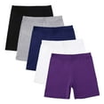 thumbnail image 2 of Girls Bike Shorts Cartwheel Dance Shorts for Kids Under Dress 5 Pack, 2 of 7