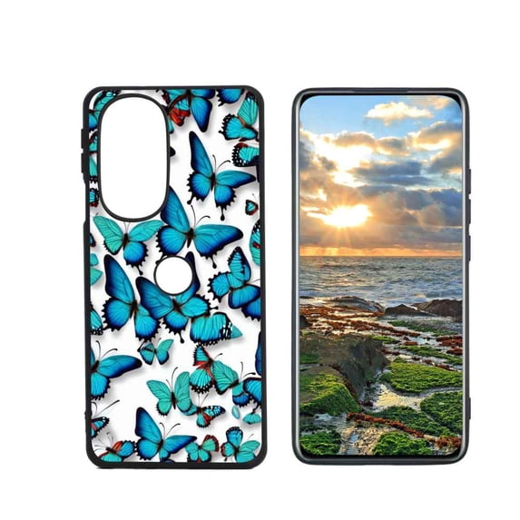 Compatible with Moto Edge+ (2022) Phone Case, Butterflies 66 Case Men Women, Flexible Silicone Shockproof Case for Moto Edge+ (2022)