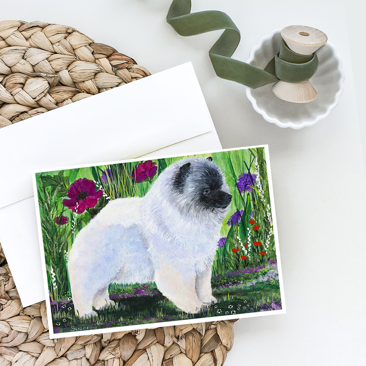 Keeshond Greeting Cards and Envelopes Pack of 8