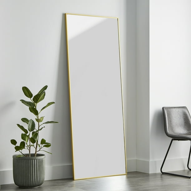 Rectangular Leaner Mirror, Floor Mirror Gold Trim
