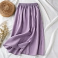 thumbnail image 5 of CCRFTGI Gingham Maxi Skirts for Women Fashion Casual A Line High Waist Long Plaid Skirt With Bow Summer Beach Vacation Outfits Flowy Skirts for Women Purple XXL, 5 of 7
