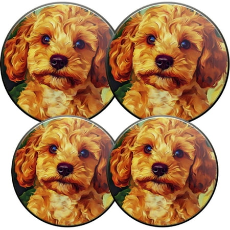 

Electric Stove Burner Covers 4 Pcs Round Gas Burner Cover 8 and 10 Inch Cute Dog Oil - painting Portrait