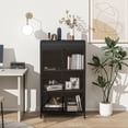 thumbnail image 2 of 47.6" Tall Metal Storage Cabinet with Glass Doors and Flip-Top, 4-Tier Display Cabinet with Open Shelves, Freestanding Steel Sideboard Buffet for Kitchen Living Room Home Office Dining Room Bathroom, 2 of 14