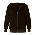 thumbnail image 6 of IROINNID Women's Casual Short Hoodie Jacket Solid Color Zip Up Long Sleeve Outwear , Brown, 6 of 9