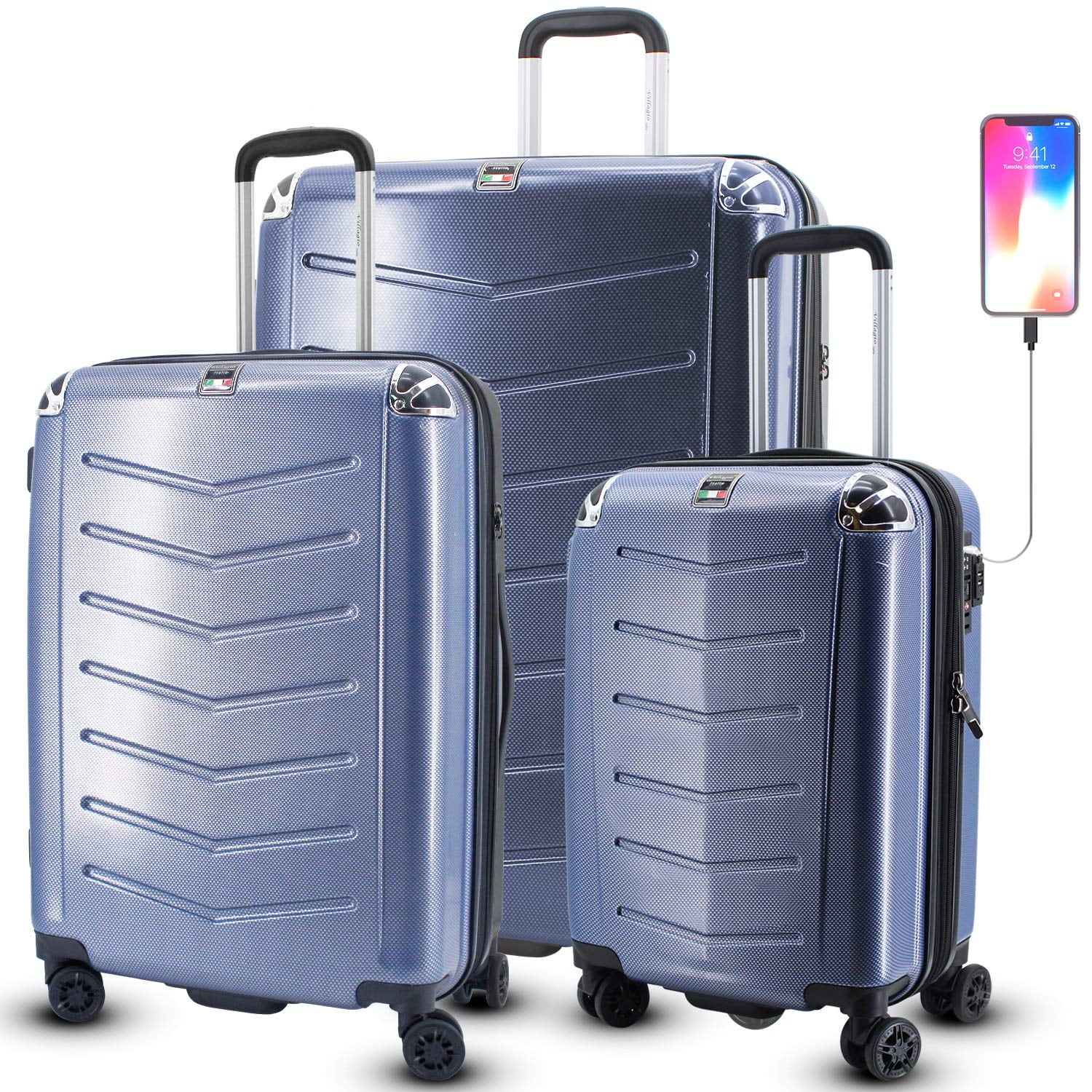 Villagio Hardshell Luggage - Polycarbonate 8 Wheel Spinner with Slash ...