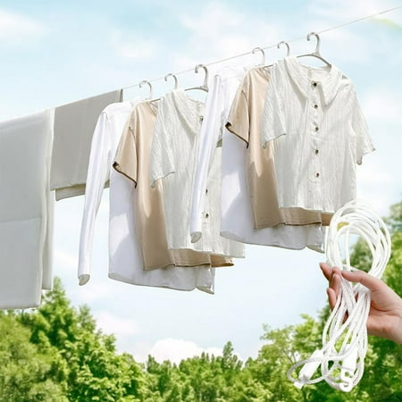 

Naittoop Clothesline Portable Traveling Clothesline Outdoor 5 Meter Windproof Clothesline Adjustable Indoor/Outdoor Clothesline White