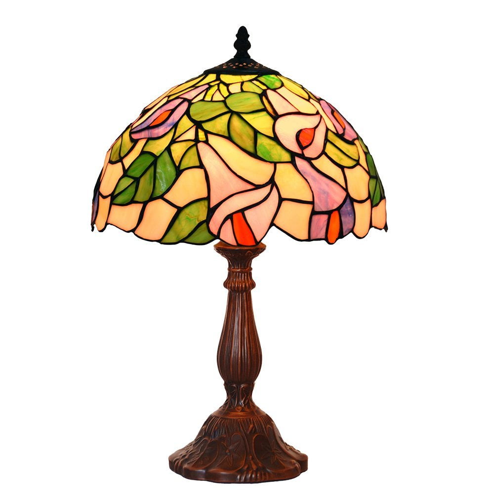 Bieye Tiffany Style Stained Glass Calla Table Lamp With 12 Inches ...