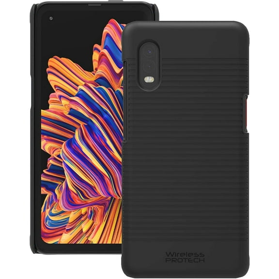 Wireless PROTECH Case Compatible with Samsung Galaxy XCover Pro Phone Model SM-G715. Durable Slim Protective Hard Cover Ribbed Case (Black)