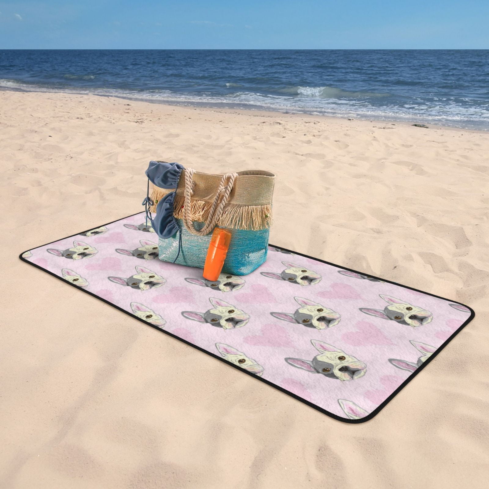 Cotton Bath Towels for Bathroom - Cute French Bulldog Face Love Microfiber Quick Dry Towels for Body Bath Sheets, Personalized Beach Towel, Soft Shower Towels for Travel Home Beach 27*55in