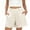Beige, variant on Womens Cotton Shorts High Waisted Stretchy Shorts Ripped Hem Knee Length Shorts Summer Casual Shorts with Pockets