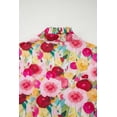 thumbnail image 6 of Women's Pink Floral Frilled V-Neck Blouse – Casual Puff Sleeve Top for Summer Outings, XL, 6 of 11