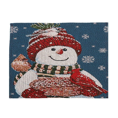 

Table Napkins Set Of 4 Christmas Knitted Cloth Old Man Snowman Decoration Placemat Cartoon Doll Insulation Pad Fall Chargers For Dinner Plates