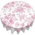 thumbnail image 3 of Pink Floral Tablecloth Round 70 Inch Vintage Chinoiserie Pink Table Cloth Polyester Fabric Spring Summer Flowers Farmhouse Table Cover for Kitchen Party Picnic Outdoor Decor, 3 of 6