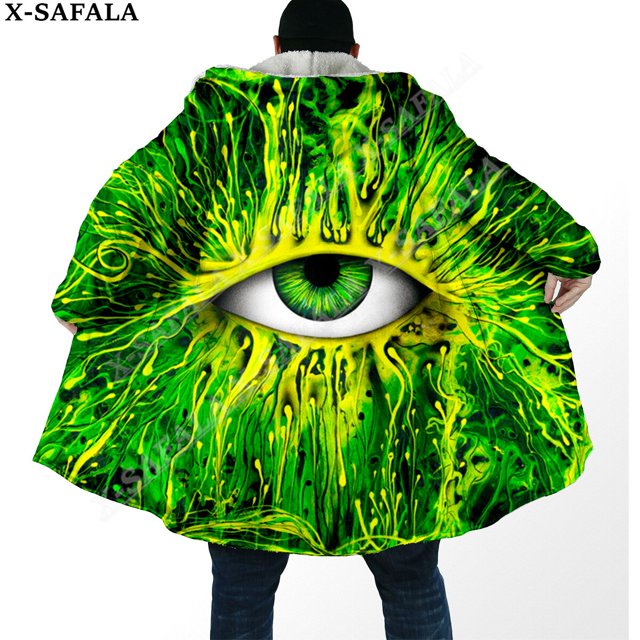 Capa de sueño con estampado 3D de ojos psicodélicos Trippy para hombres, abrigo grueso y cálido con capucha, abrigo de lana a prueba de viento, bata, manta, 6