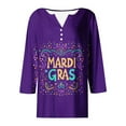 thumbnail image 4 of CYiJun Mardi Gras Clothing,Parade Ready 3/4 Sleeve Top,Lightweight Crewneck Shirt for Mardi Gras Street Celebration, 4 of 5