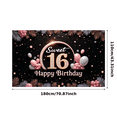 thumbnail image 6 of Pink Balloon Sweet Sixteen Birthday Banner Elegant Design Happy Birthday Decoration for Birthday Party Indoor Celebration, 6 of 7