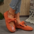thumbnail image 4 of Bownot Mary Jane Sneakers for Women, Women's Bownot Ankle Straps Flats Shoes, Flat Shoes Dressy Ballet Flats With Stretch Ankle Straps Square Toe Slip On Walking Shoes Yoga Flat Shoes, Orange 7, 4 of 9