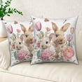 thumbnail image 6 of Bunny Flower Throw Pillow Covers 18x18 Set of 2,Spring Floral Easter Rabbit Decorative Pillowcases for Sofa Couch Living Room, 6 of 6