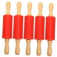 thumbnail image 4 of DRAFIDEEP Rolling Pin Red Wood Silicone 5Pcs 8.9x1.6In, 4 of 8