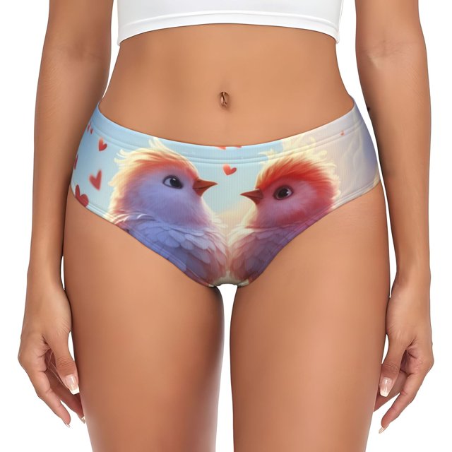 Fotbe Heart Sky Bird Couple Calzones Estampados para Mujer – Ropa Interior de Algodón, Cómoda, Suave y Elástica-3X-Large