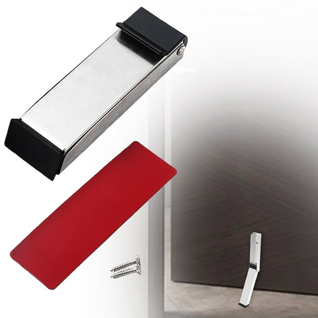 Unbranded Butée de Porte Sans Perçage en Métal Argenté par Miyuadkai en Acier Inoxydable, Butée de Porte Rabattable Sans Perçage pour Bas de Porte