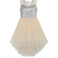 thumbnail image 1 of Vestido de Niña Beige de Tul con Lentejuelas Hi-lo para Boda y Fiesta 7 Años, 1 of 6