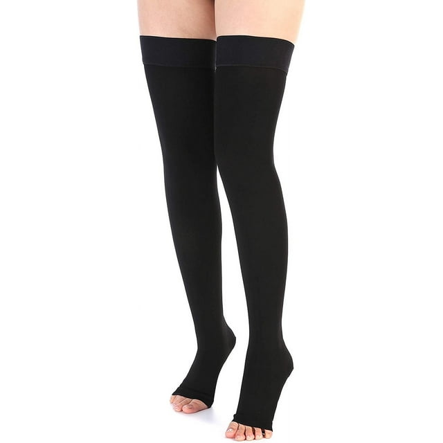 ORUYROP Leotruny Women Men 20-30 mmHg Support Open Toe Thigh High Compression Stockings