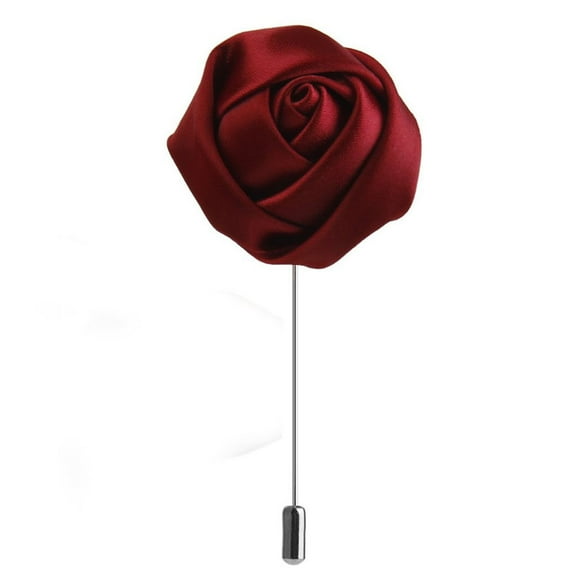 Lixianhe Men Handmade Rose Flower Boutonniere Lapel Tie Pin Brooch (Wine Red)