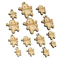 Creepy Voodoo Doll Wood Mini Charms Shapes DIY Craft Jewelry - With Hole - Various Sizes (16pcs)