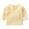 thumbnail image 4 of JAJAHO Baby Boy Girl Clothes Long Sleeve Shirts For Infant Button Up V Neck Breathable Solid Color Basic Tee 0-12M Trendy Tops, 4 of 4