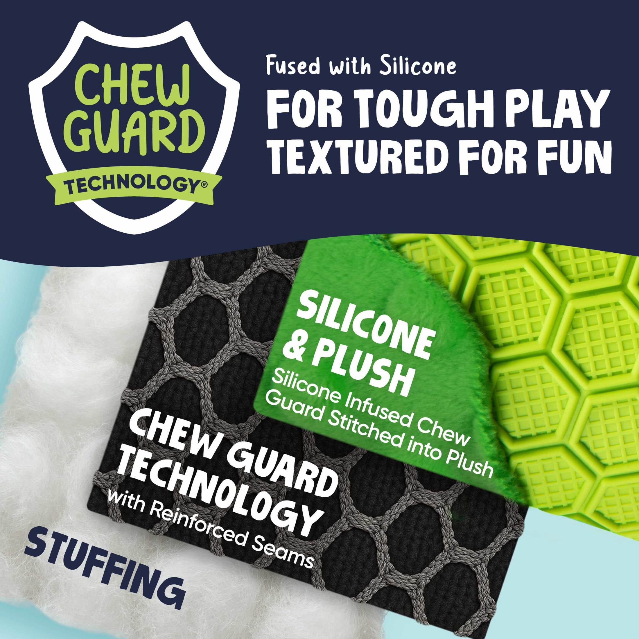 goDog Tough N Texture Dillbert Pickle Plush & Textured Silicone Squeaky Dog Toy with Chew Guard Technology, Durable Fabric & Squeaker for Active Play, Green, Medium