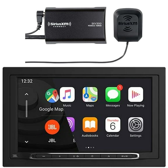 JBL Legend 700 7” Touchscreen Display Double-DIN Mechless Bluetooth AM/FM Receiver W/Wireless Apple CarPlay & Android Auto Bundle Combo With Satellite Radio Vehicle Tuner Kit for Satellite Radio