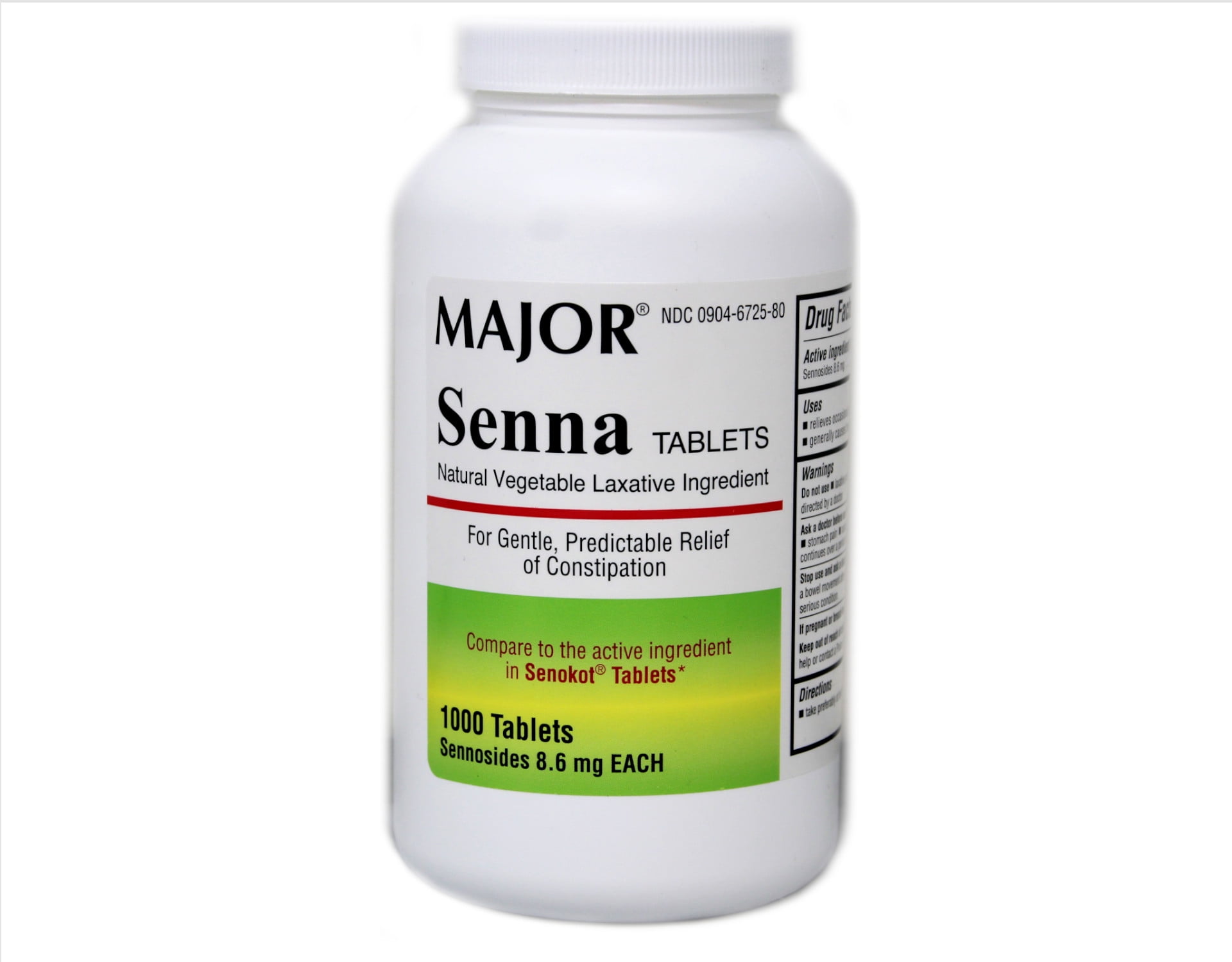 Major Senna Natural Vegetable Laxative Tablets 8 6mg 1000 Count