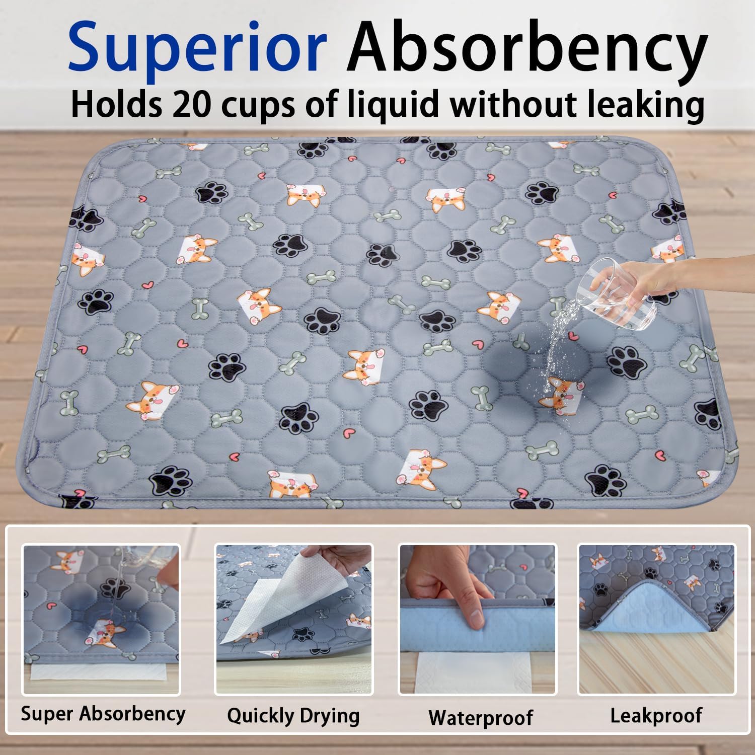 NYTTLIV Washable Puppy Pads, 2 Pack Reusable photo 3