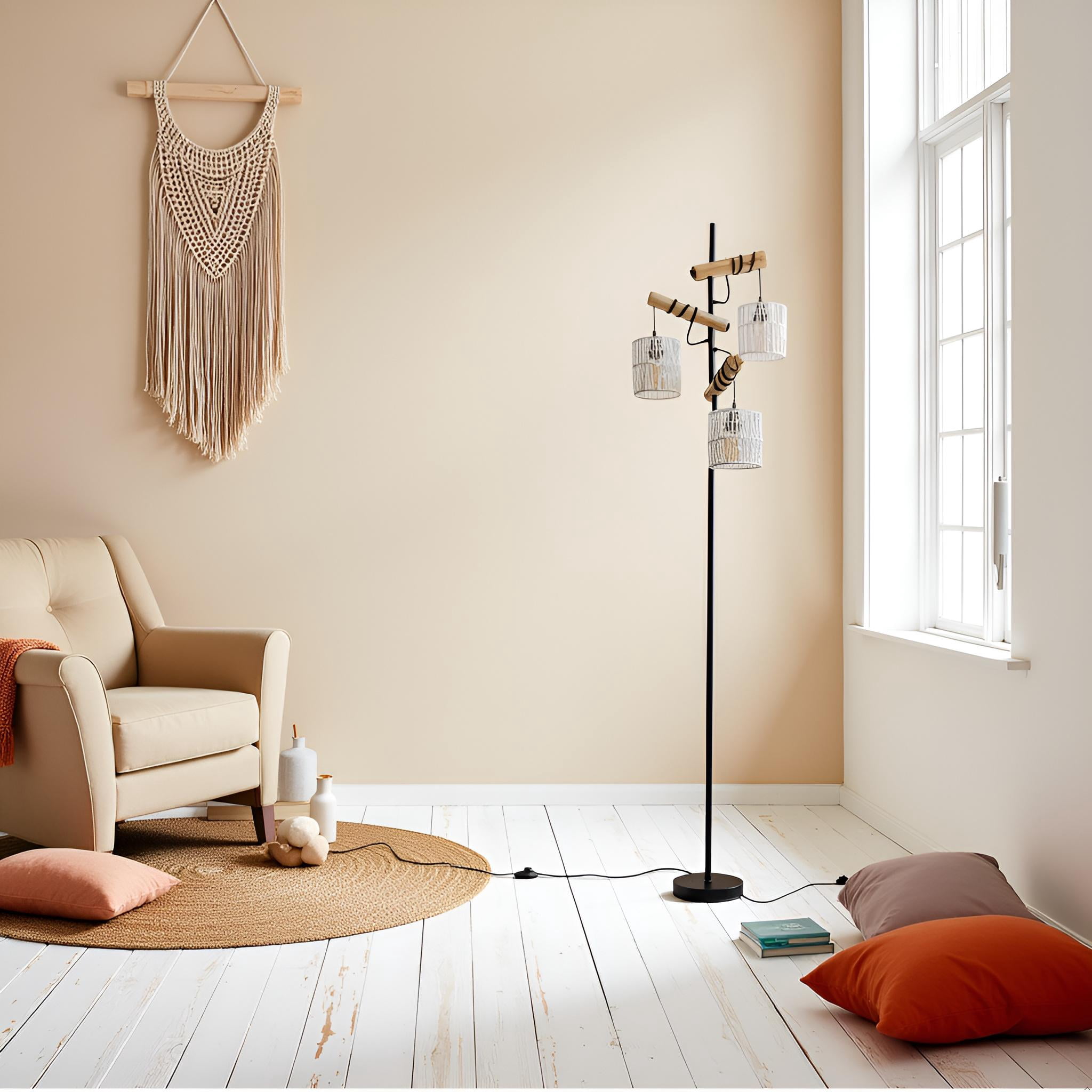 Farmhouse Boho Tall Corner Standing Tree Floor Lamp