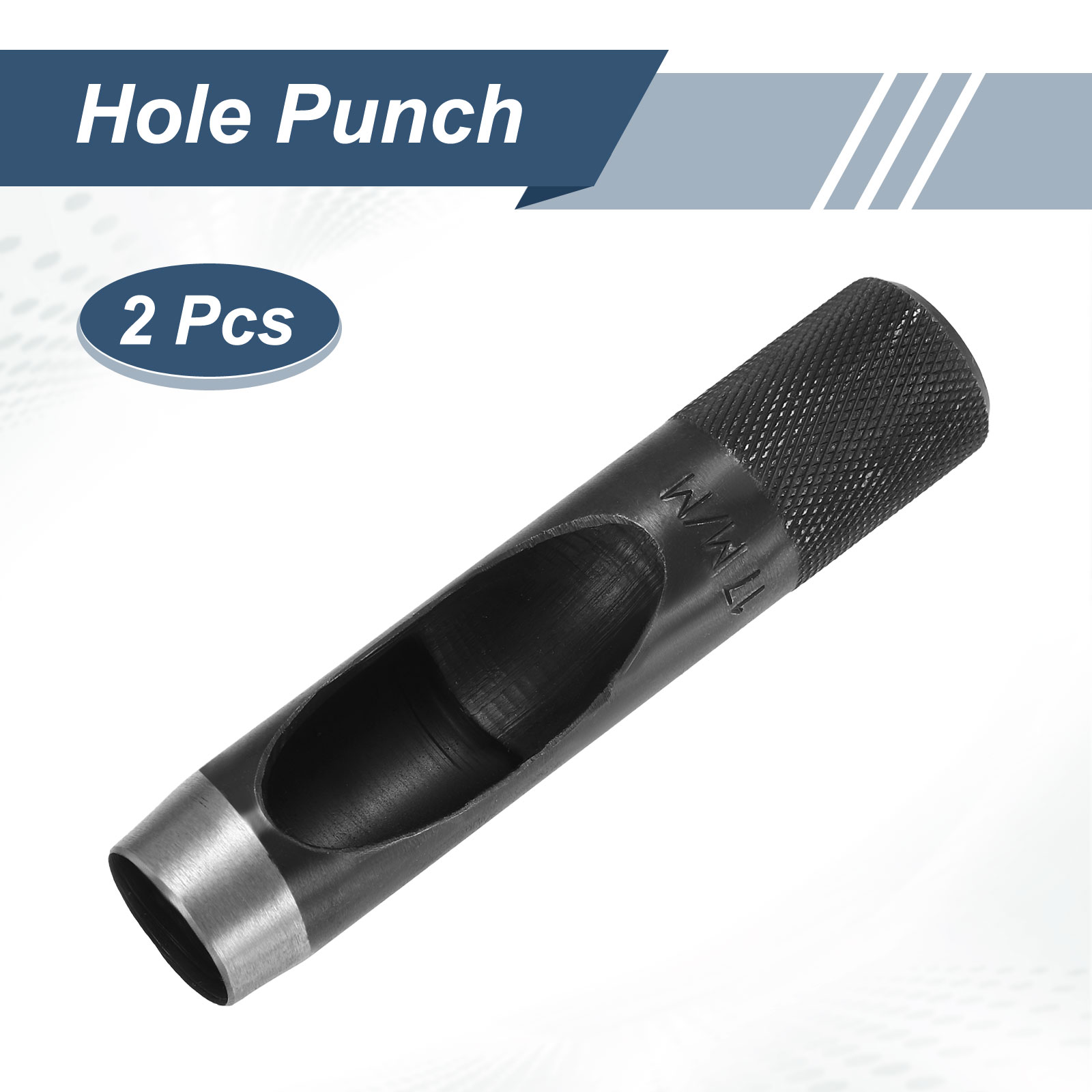 Uxcell 2pcs Leather Hole Punch 17mm Hollow Round Hole Puncher Cutter Carbon Steel Tool for Watch Cloth Belt Gaskets DIY Leather Craft Repair, Black