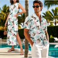 thumbnail image 3 of Garronmavis Corgi Couple Matching Outfit Husban and Wife Clothing Men's Button Down Casual Hawaiian Shirt for Summer and Womens Sleeveless Dress Size L Maxi Hawaiian Sundress, 3 of 7