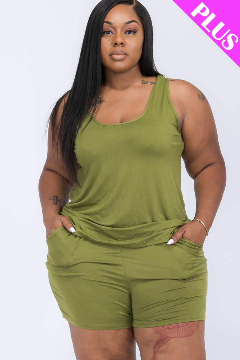 Comfortable Tank Top and Shorts Set in Plus Size
