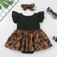 thumbnail image 5 of FYMNSI Mommy and Me Dresses with Headband Leopard Print Ruffle Sleeveless/ Flutter-Sleeve Tank Sundress Mom Daughter Matching Outfit Set (Baby 6-9M), 5 of 10