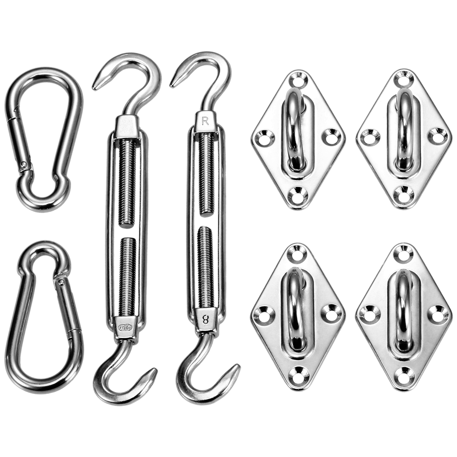 SODIAL Awning Attachment Set Heavy Duty Sun Shade Sail Installation Stainless Steel Hardware Kit For And Square Rectangle Sun Sail Fixing